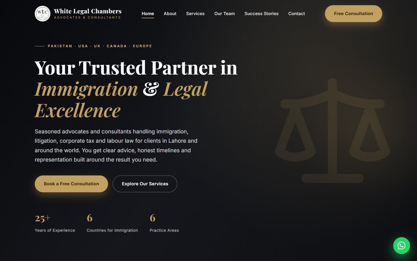 White Legal Chambers website homepage